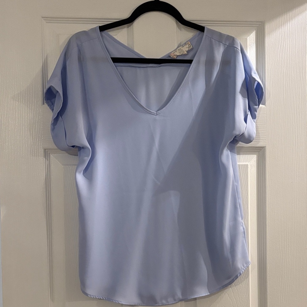 PINK ROSE LIGHT BLUE WOMENS BLOUSE